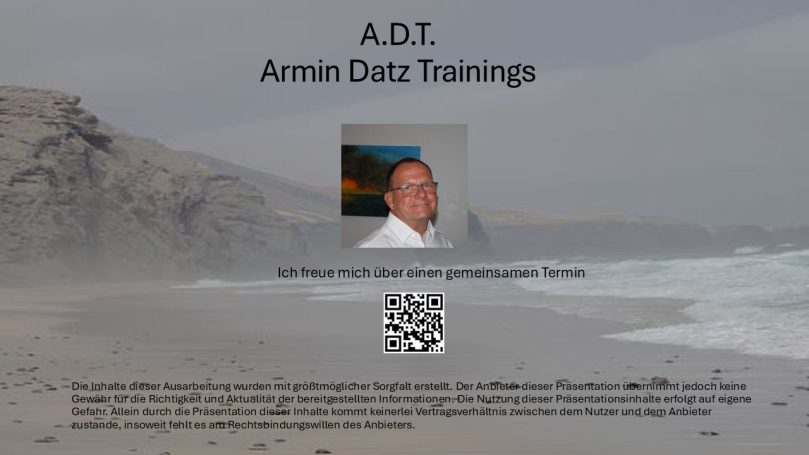 Schluss der Präsentation A.D.T. Armin Datz Trainings