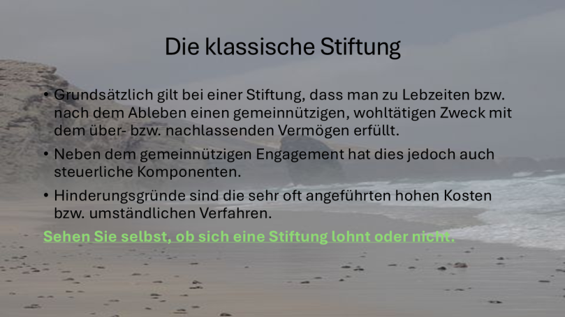 Beschreibung einer Stiftung