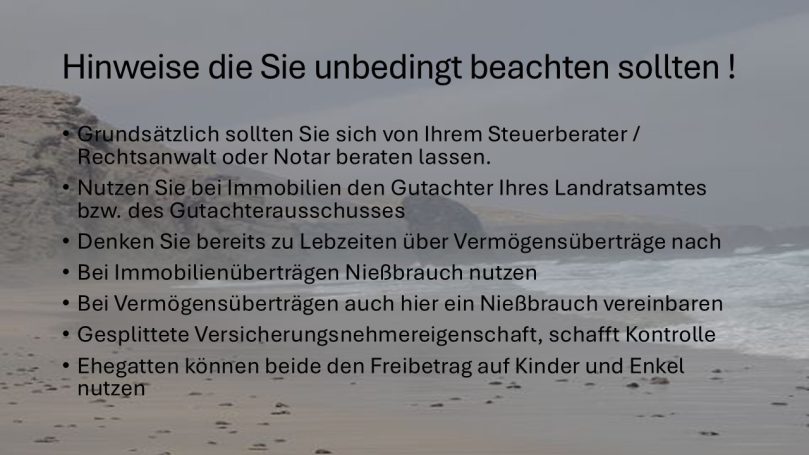 Hinweise zur Schenkung- und Erbschaftsteuer